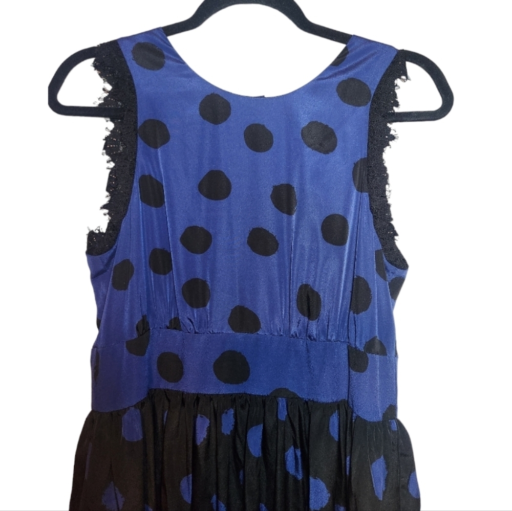 Coreylynn Calter Polkadot Sleeveless Open Back Dress Blue & Black Size 8 - Picture 4 of 9